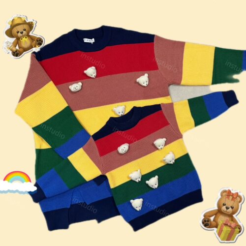 可愛熊彩虹親子套裝