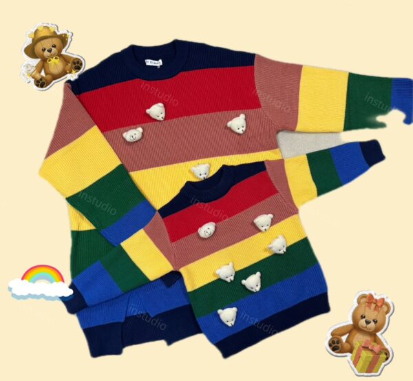 可愛熊彩虹親子套裝