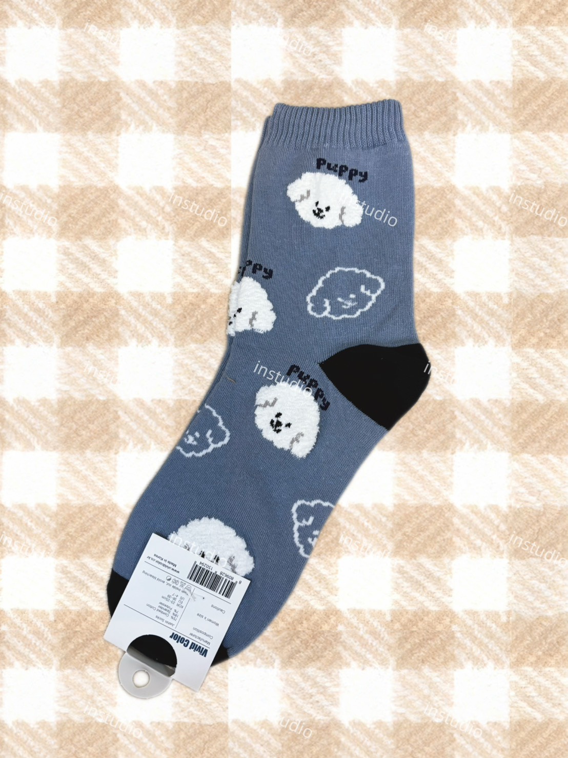 韓系動物塗鴉中筒襪