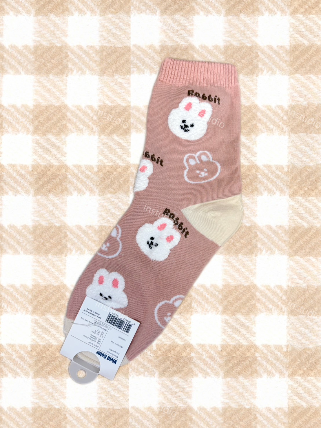 韓系動物塗鴉中筒襪