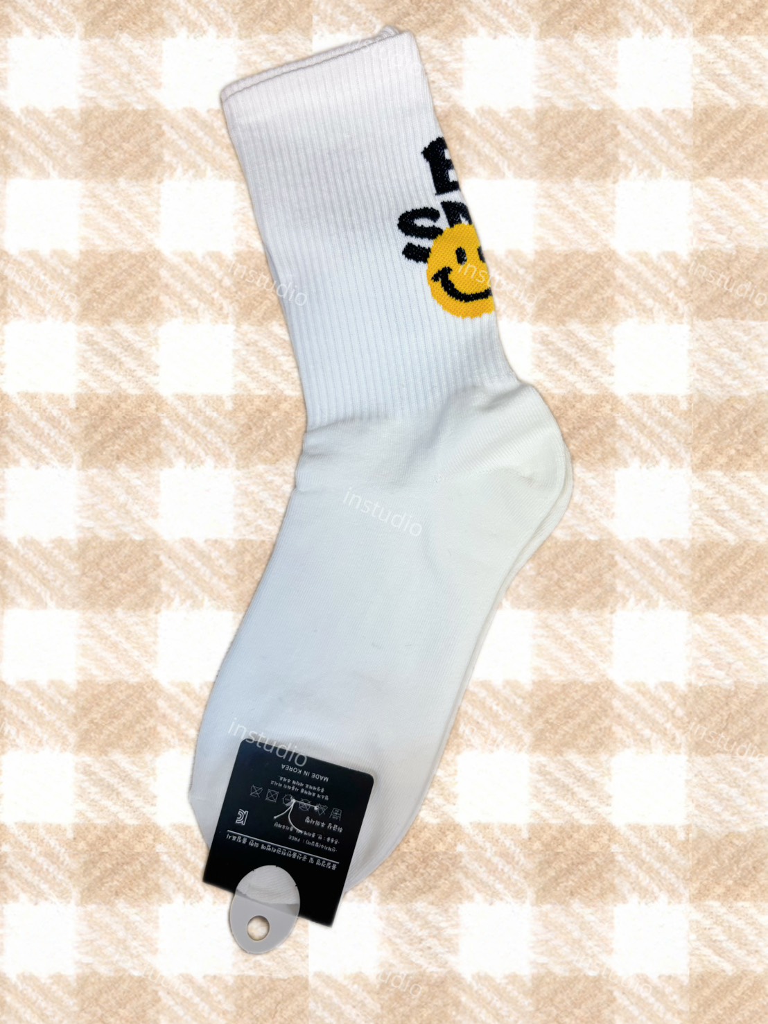 韓系字母微笑中筒襪
