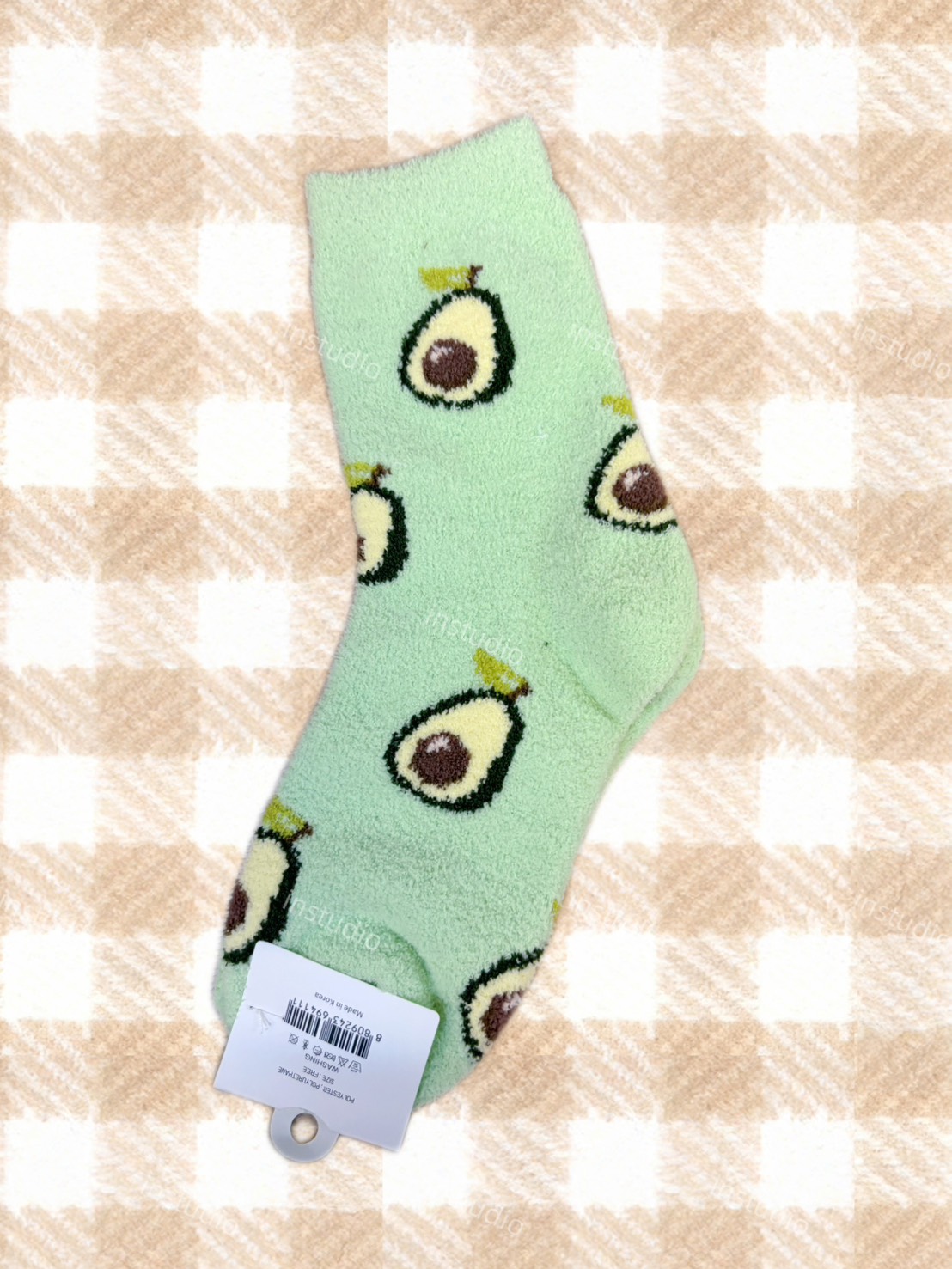 韓系水果毛絨中筒襪