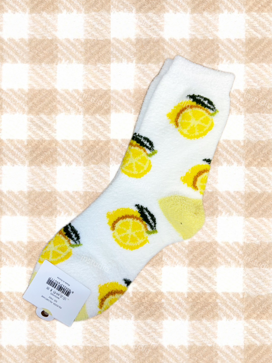 韓系水果毛絨中筒襪