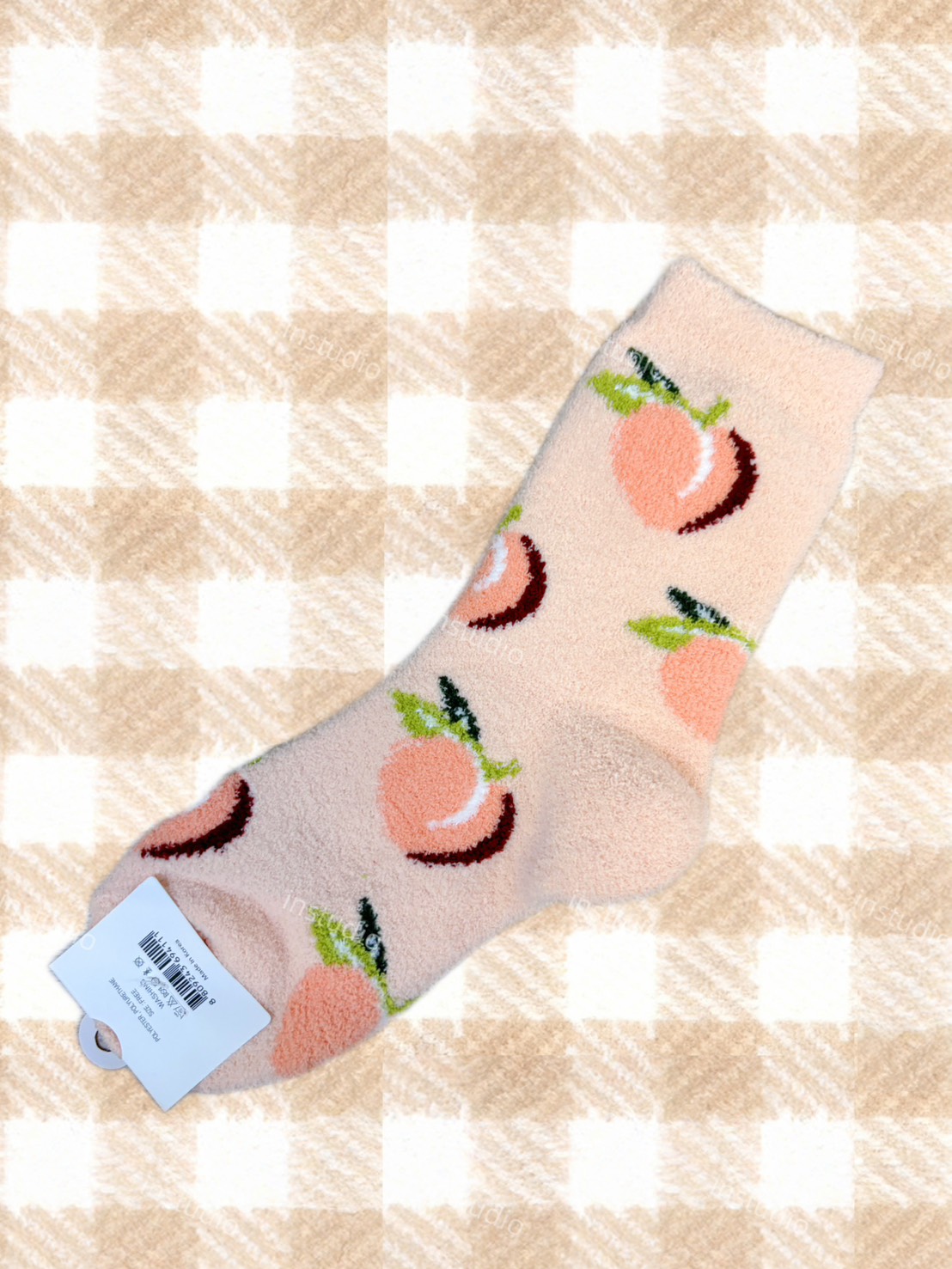 韓系水果毛絨中筒襪