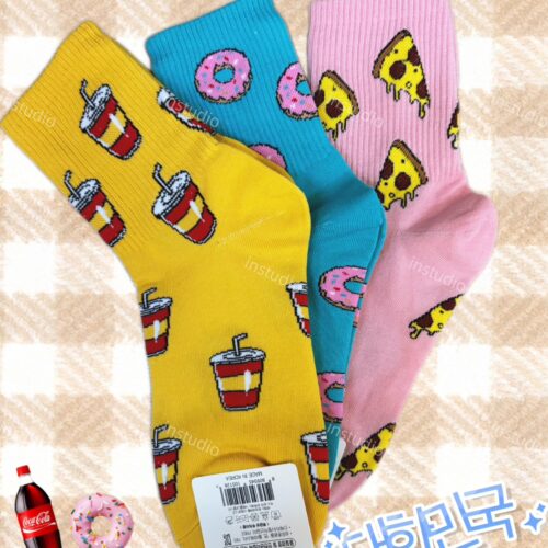韓系甜點插畫中筒襪