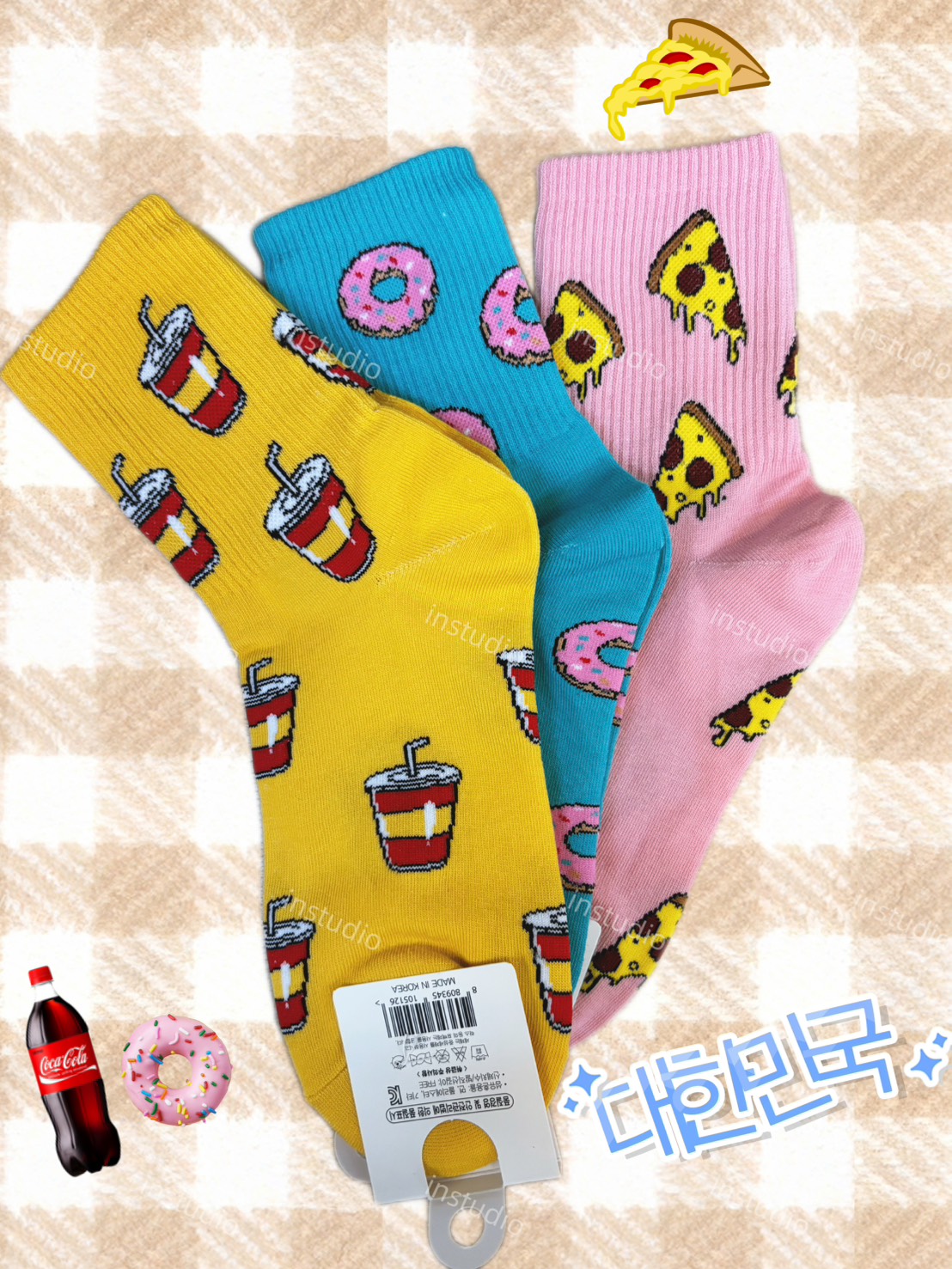 韓系甜點插畫中筒襪