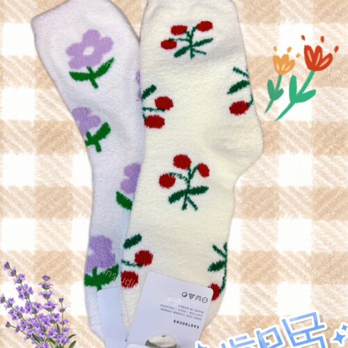 韓系花果毛絨中筒襪