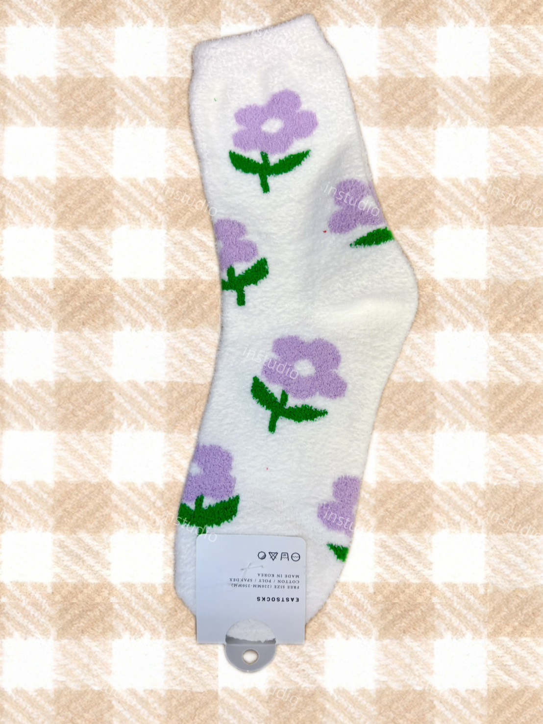 韓系花果毛絨中筒襪