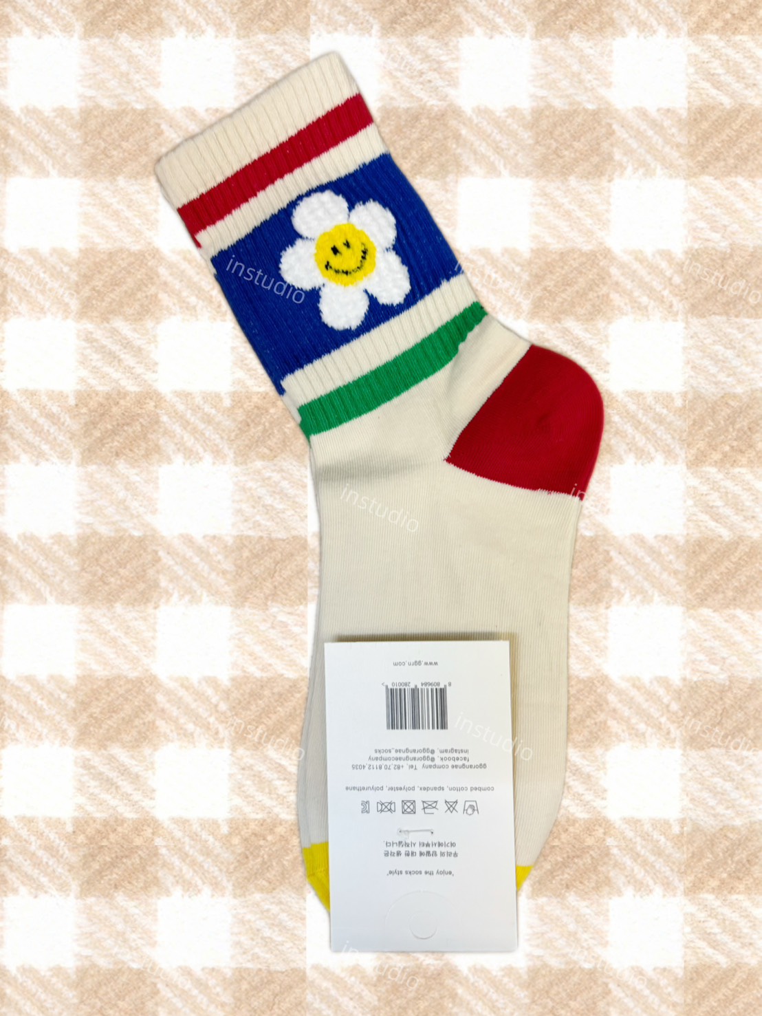 韓系花朵笑臉中筒襪 韓系花朵笑臉中筒襪