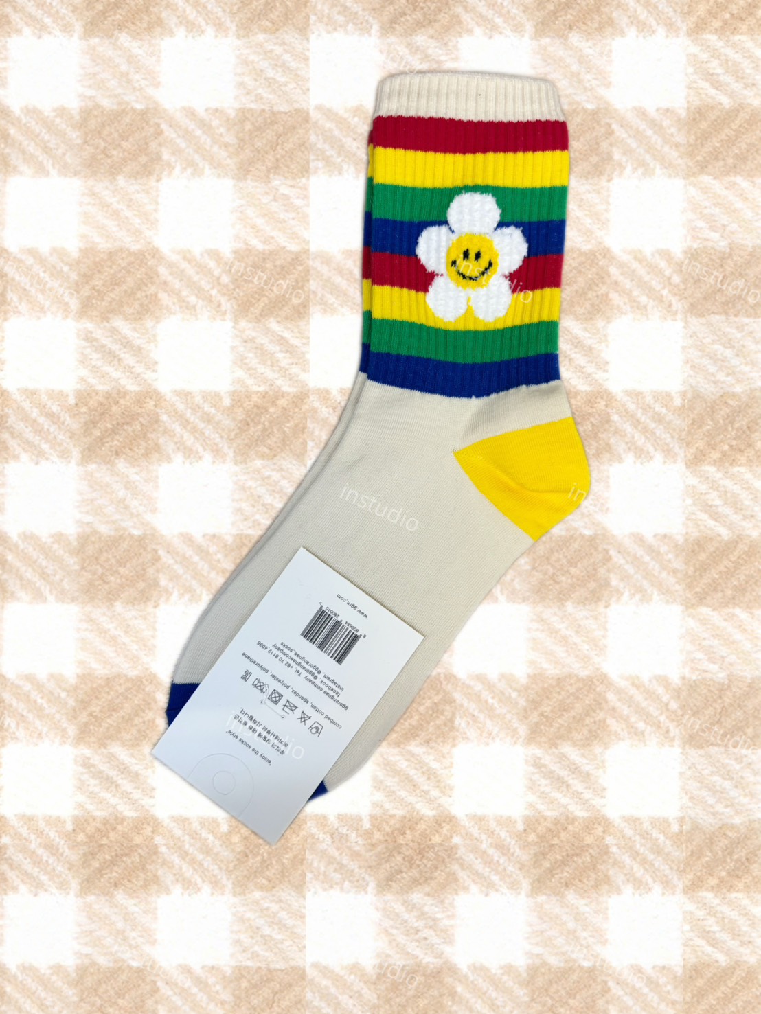 韓系花朵笑臉中筒襪 韓系花朵笑臉中筒襪