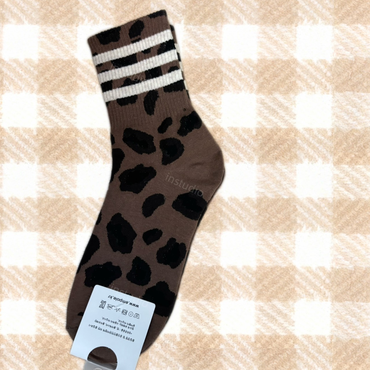 韓系豹紋中筒襪
