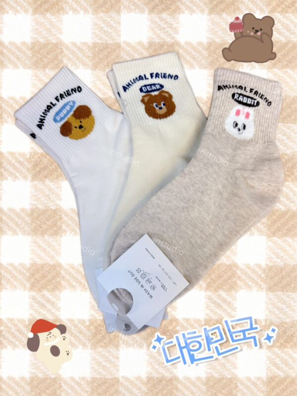 韓系奶油動物襪