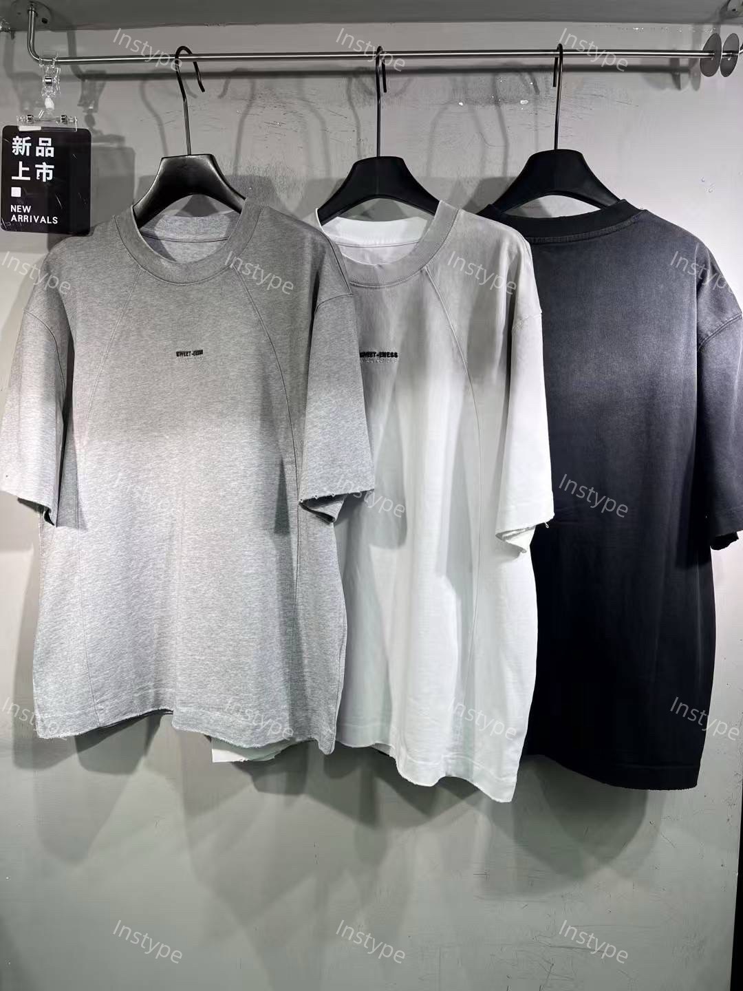 韓系拼接剪裁短袖T恤